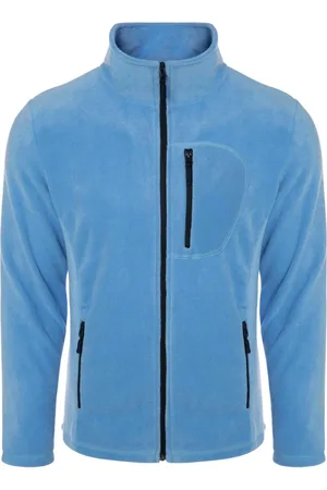 Dewberry 24601 5 Pocket Outdoor Full Zipper Fleece Jacket-LIGHT BLUE