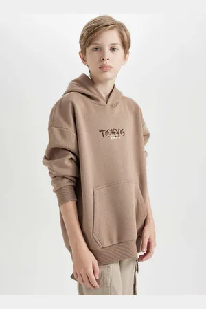 DeFacto Boy Oversize Wide Pattern Back Printed Hooded Sweatshirt