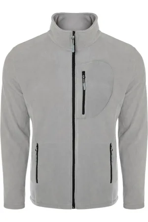 Dewberry 24601 5 Pocket Outdoor Full Zipper Fleece Jacket-LIGHT GREY
