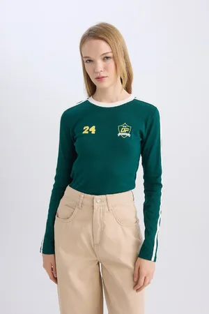 DeFacto Coool Fitted Printed Ribbed Long Sleeve T-Shirt