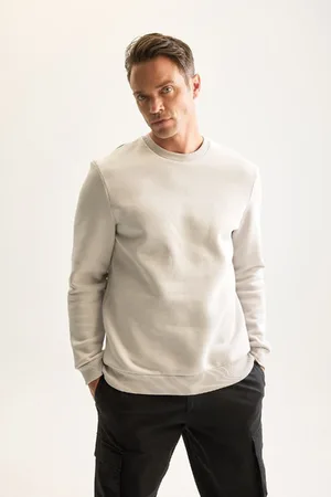 DeFacto 3 Thread Cotton Raised Polar Fleece Regular Fit Crew Neck Thick Sweatshirt