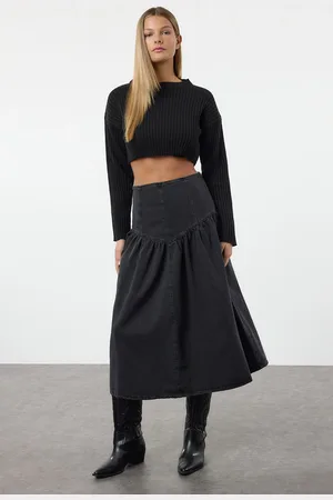 Trendyol Black Maxi Denim Skirt