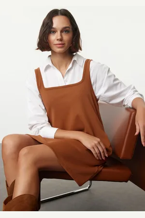 Trendyol Light brown Gilet Skater/Waist Opened Knitted Dress