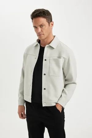 DeFacto Relax Fit Jacket Coat Polo Collar Snap Pocket Lined