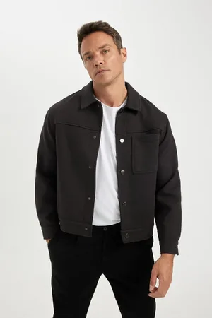 DeFacto Relax Fit Jacket Coat Polo Collar Snap Pocket Lined