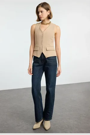 Trendyol Mink Regular Crop Woven Vest