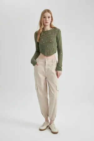 DeFacto Cool Gabardine Jogger Pants Basic Plain Normal Waist Cargo Pocket
