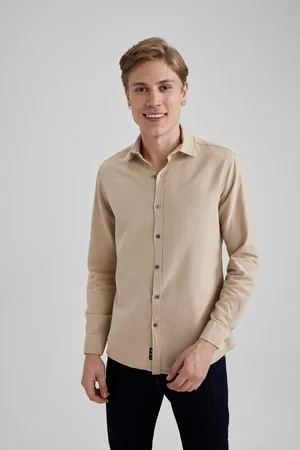 DeFacto Slim Fit Slim Fit Cotton Long Sleeve Shirt