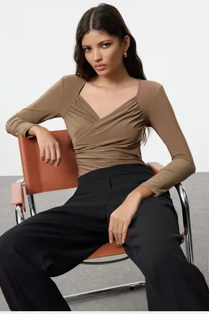 Trendyol Light Brown Padded Fitted Flexible Knitted Bodysuit
