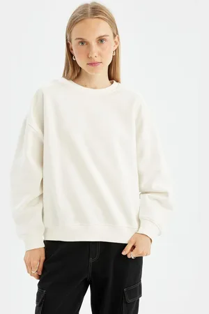 DeFacto Cool Oversize Wide Pattern Crew Neck Thick Basic Plain Sweatshirt