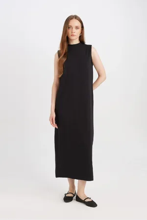 DeFacto Regular Fit Crew Neck Sleeveless Maxi Dress