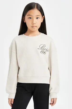 DeFacto Girl Relax Fit Crew Neck Printed Thessaloniki Fabric Sweatshirt