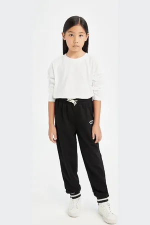 DeFacto Girl Black Elastic Waist Leg Printed Jogger Sweatpants