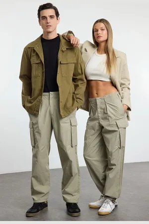 Trendyol Light Khaki Unisex Cargo Parachute Leg Tie Detail Trousers