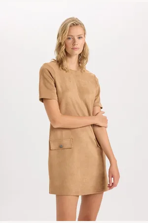 DeFacto A-Line Round Neck Scuba Diver Fabric Short Sleeve Mini Dress
