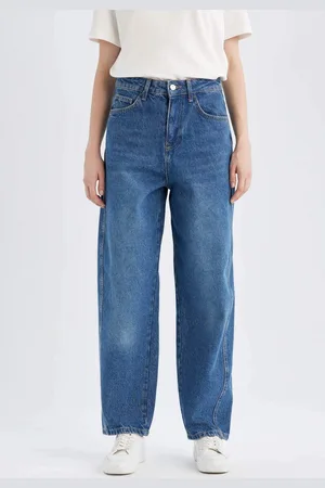 DeFacto Carrot Fit High Waist Ankle Length Jean Washed Trousers