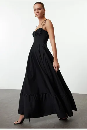 Trendyol Black Drape Detailed Woven Maxi Dress