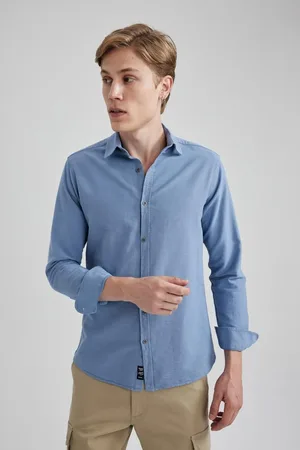 DeFacto Slim Fit Slim Fit Cotton Long Sleeve Shirt