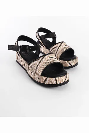 Capone Outfitters Wicker Genuine Leather Ankle Strap Women