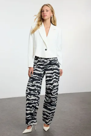 Trendyol Multicolored Zebra Print High Waist Skater Baggy Jeans