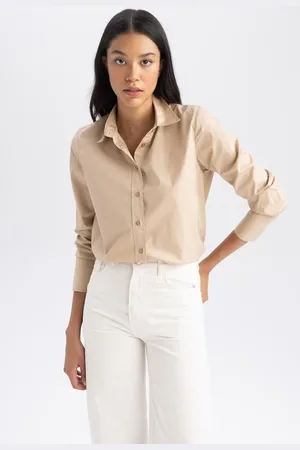 DeFacto Oversize Wide Fit Poplin Long Sleeve 100% Cotton Shirt