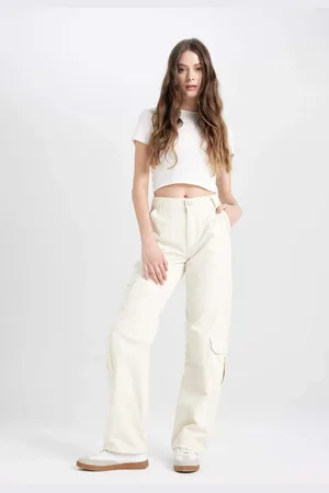 DeFacto Gabardine Trousers Straight Fit Cargo Pocket Normal Waist Straight Leg