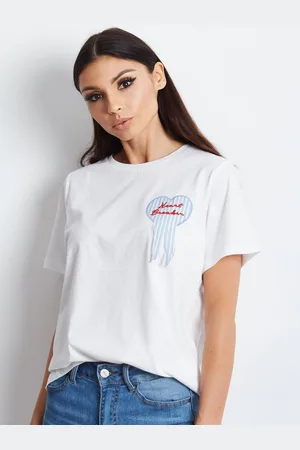 Yups T-shirt decorated with a heart appliqué white