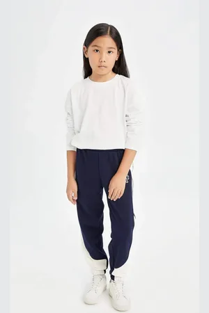 DeFacto Girl Printed Elastic Waist Leg Navy Blue Jogger Sweatpants D0735a824au