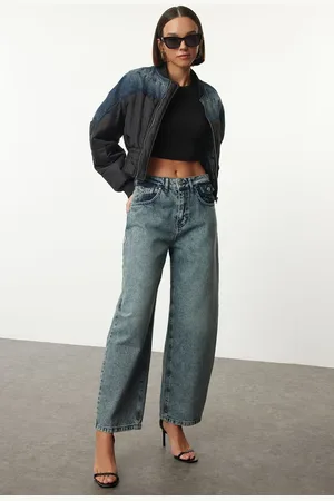 Trendyol Blue More Sustainable Pocket Detailed High Waist Barrel Baggy Jeans