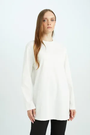 DeFacto Regular Fit Crew Neck Basic Plain Long Sleeve T-Shirt Tunic