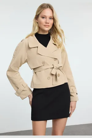 Trendyol Beige Water Repellent Regular Short Trench Coat