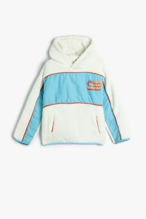 Koton Hooded Plush Sweat Ski Themed Pocket Color Contrast