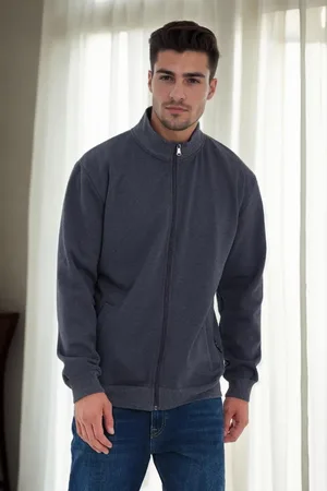 Dewberry 56777 Zippered Mens Cardigan-ANTHRACITE