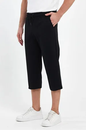 Dewberry 92406 Adjustable Elastic Waist Mens Capri-BLACK