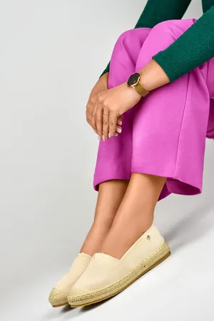 Primohurt Dámské semišové béžové espadrilky