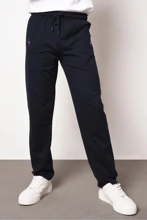 Dewberry 15740 Zipper Pocket Embroidery Detailed Sweatpants-NAVY