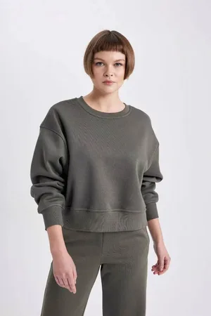 DeFacto Boxy Fit Crew Neck Thick Basic Plain Sweatshirt