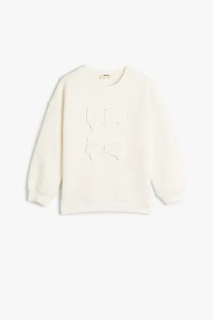 Koton Basic Sweat Crew Neck Long Sleeve Bow Detail Raised