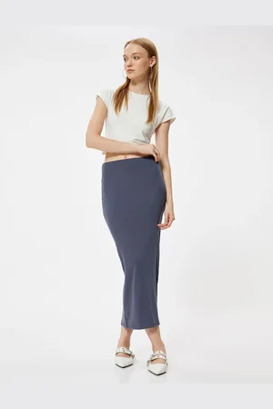 Koton Midi Skirt Slit Detailed High Waist A-Line