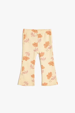 Koton Bell-bottom Leggings Floral Printed Ribbed Cotton