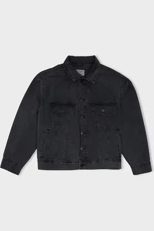 DeFacto Oversize Wide Fit Polo Collar Buttoned Pocket Washed Jean Jacket