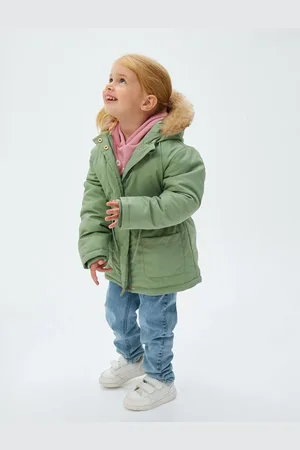 Koton Hooded Coat Plush Lined Elastic Waist Pocket Wind Cap