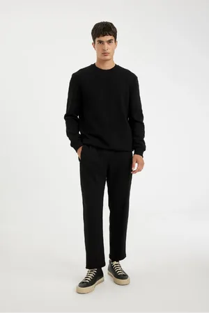 DeFacto Slim Fit Slim Cut Zippered Basic Straight Leg Black Sweatpants
