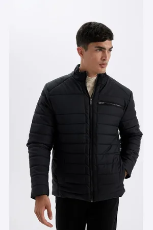 DeFacto Slim Fit Stand Collar Zippered Pocket Faux Leather Jacket Coat