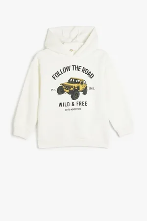 Koton Hooded Sweatshirt Long Sleeve Print Detailed Raised