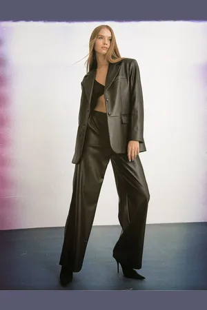 Koton Melis Ağazat X - Faux Leather Wide Leg Trousers