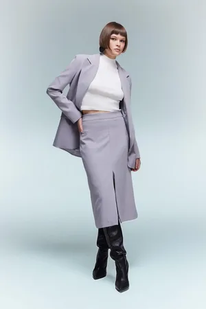DeFacto Normal Waist Lined Slit Midi Skirt