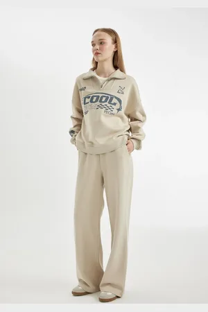 DeFacto Cool Wide Leg Elastic Waist Laced Pocket Wide Leg Basic Plain Sweatpants