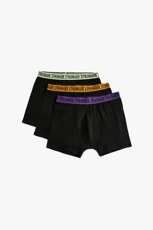 Koton 3-Piece Boxer Set Slogan Printed Cotton