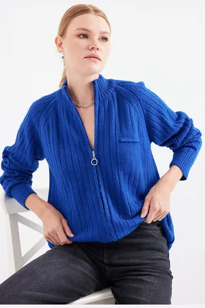 Bigdart 15880 Zippered Knitwear Cardigan - Saks